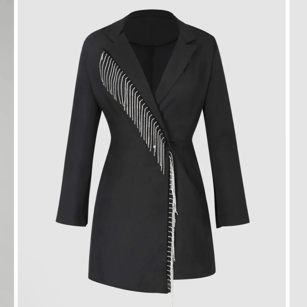 Fringe detail blazer romper